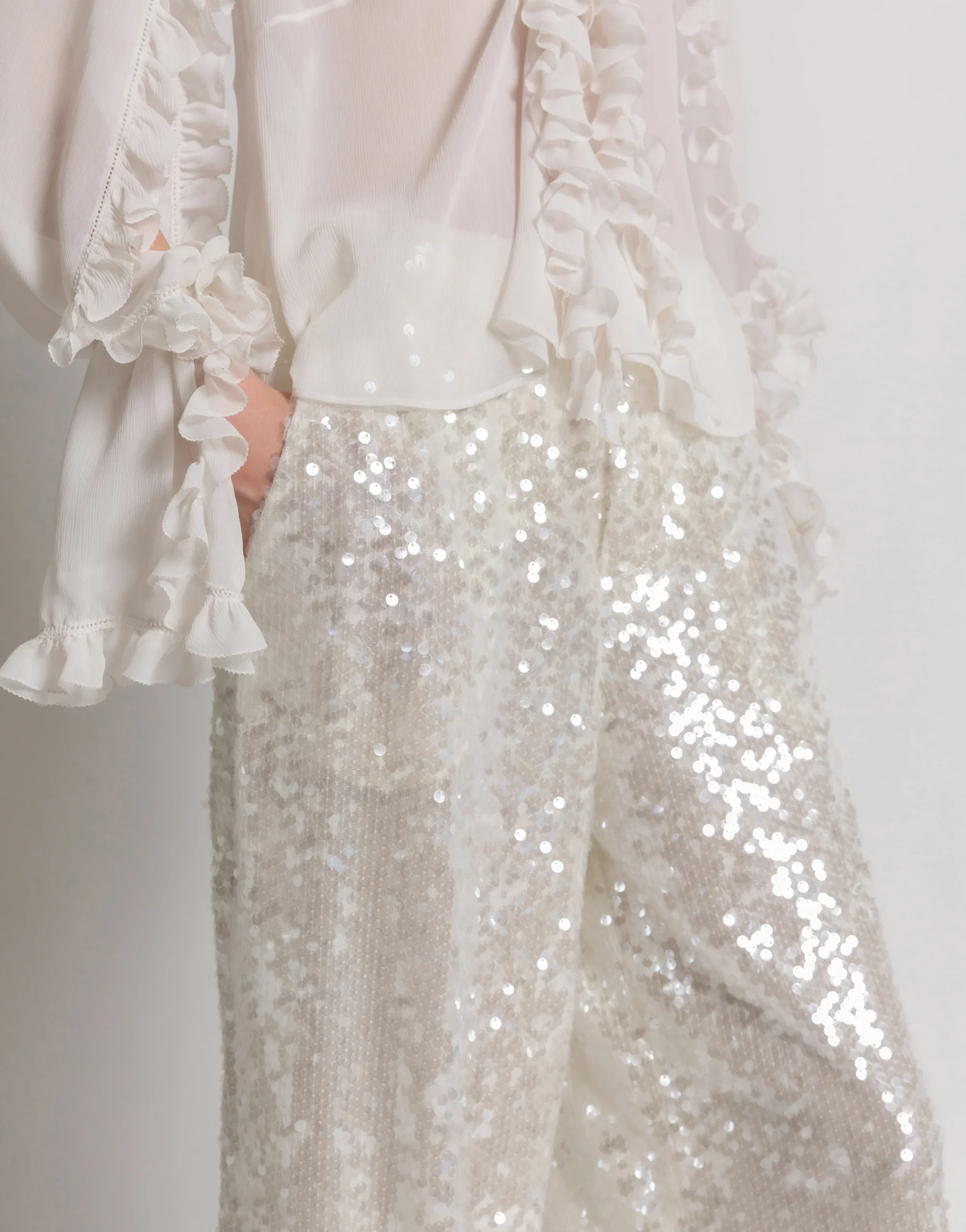 Pantaloni a gamba larga con paillettes - immagine 5